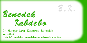 benedek kabdebo business card